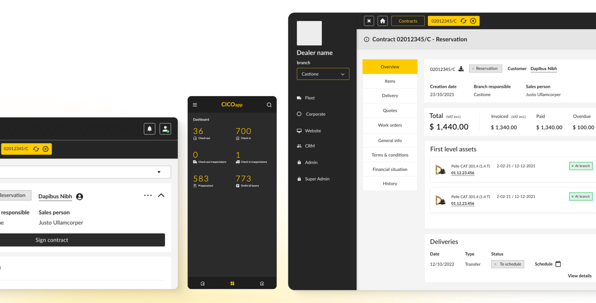 Screenshots of various software developed for Caterpillar by Alias2k
