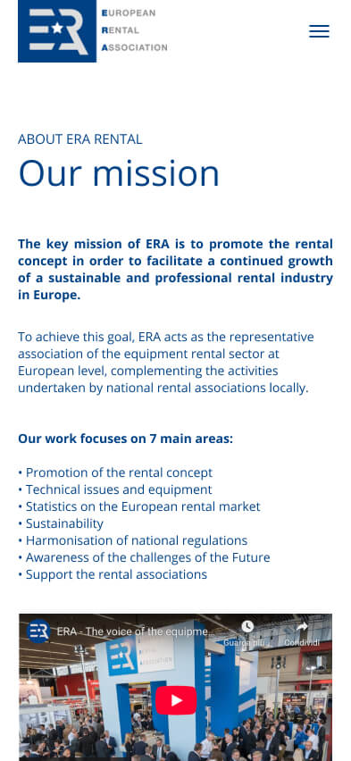 European Rental Association website mobile screenshot